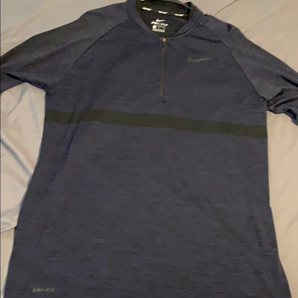 NIKE Long sleeve golf shirt dri fit obsidian large